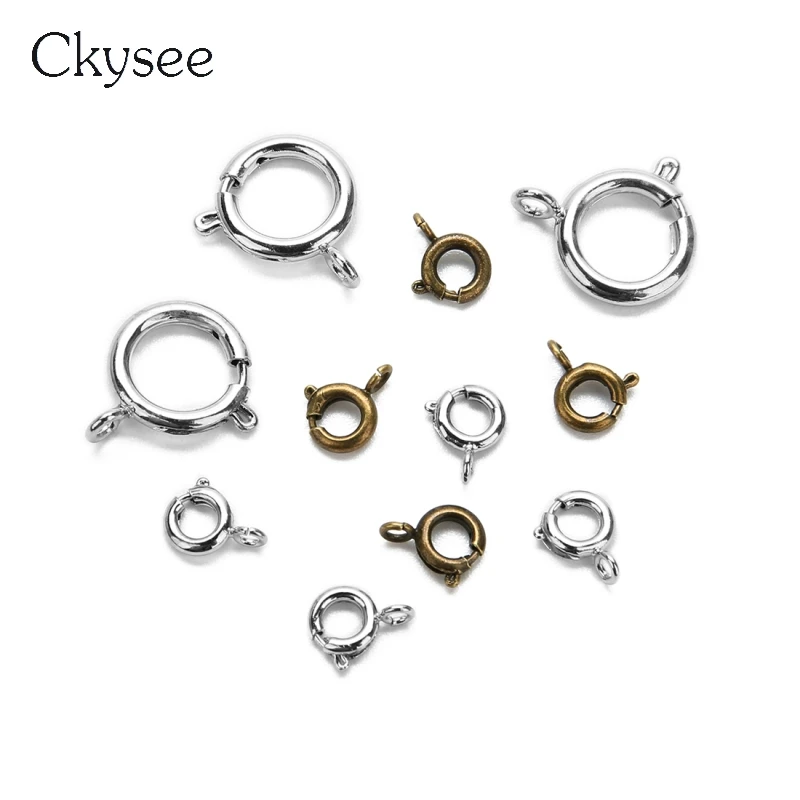 Ckysee 50pcs/lot Antique Gold Bronze Silver Rhodium Metal Crimps Spring Clasps 6mm For Diy Jewelry Making | Украшения и
