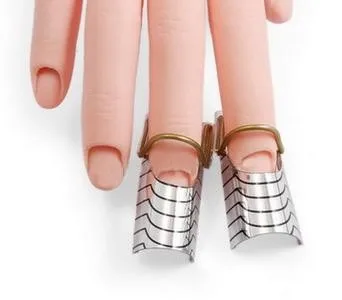1 набор(5 шт) многоразовая двойная Серебряная Форма для ногтей для дизайна ногтей C кривые акриловые французские Наконечники+(NR-WS34