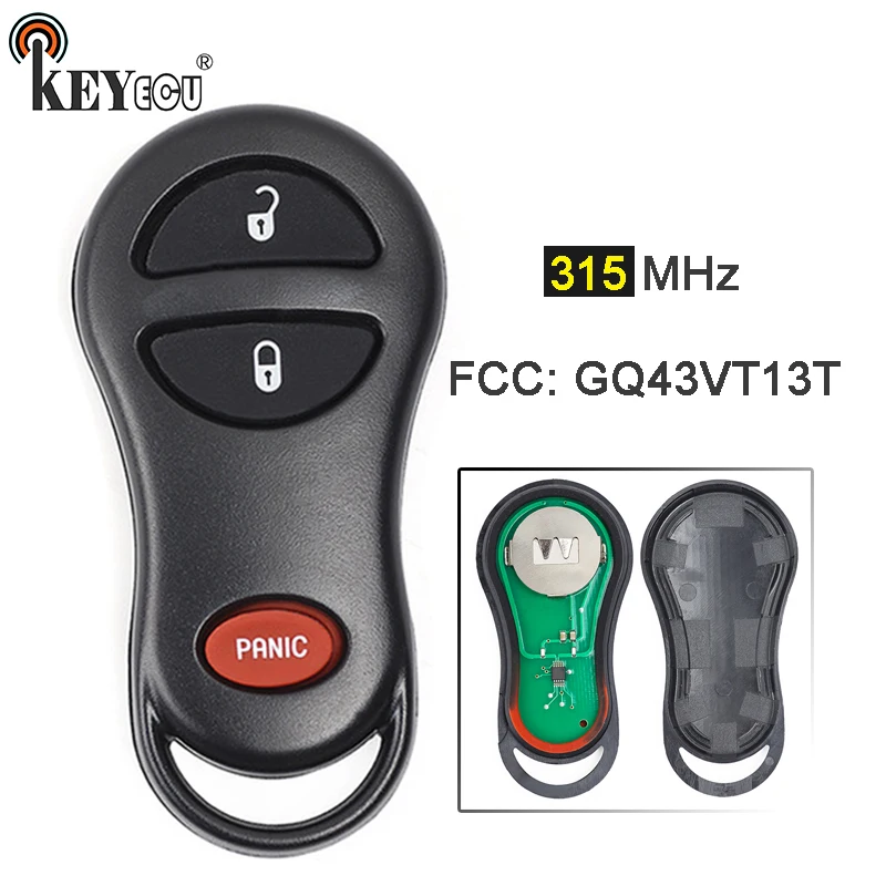 

KEYECU 1x/ 3x FCC: GQ43VT13T New 3 Button Remote Key Fob for Chrysler PT Cruiser 2001 2002 2003 2004 2005
