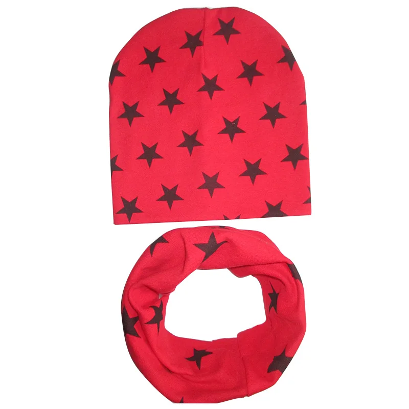 Осенне-зимняя детская шапка, шарф, детская шапка с воротниками, милая камуфляжная шапочка с принтом со звездой для девочек, детская шапка - Цвет: Style1 red