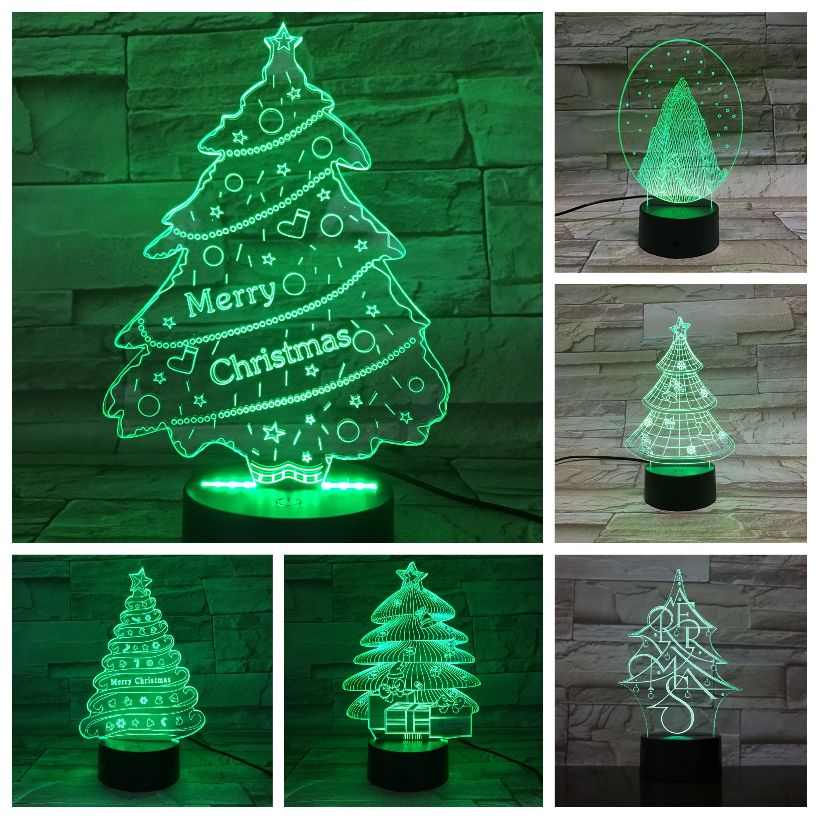 

Christmas Tree LED Night Lamp Natal 3D Illusion Touch Sensor Hoom Decoration Child Kids Baby Kerst Nightlight Xmas Lamp Bedside