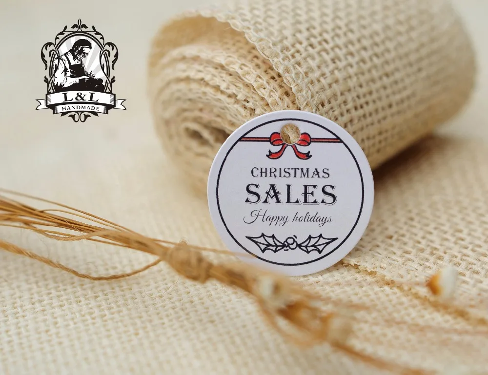 

200 pcs 3.5cm round kraft/white paper label Holiday label product label Clothing label Child gift personalized tag