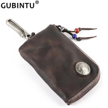 Кошелек из натуральной кожи для ключей мужской короткий винтажный ручная молния Автомобильный держатель для ключей чехол для ключей Органайзер сумка ключница