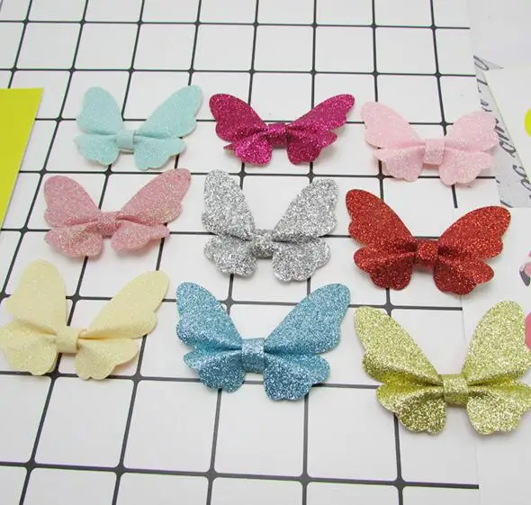 

26PCS/Lot 7x5cm Shiny Bowknot Applique Crafts for Children Headwear Hair clip Accessories and Garment Patch