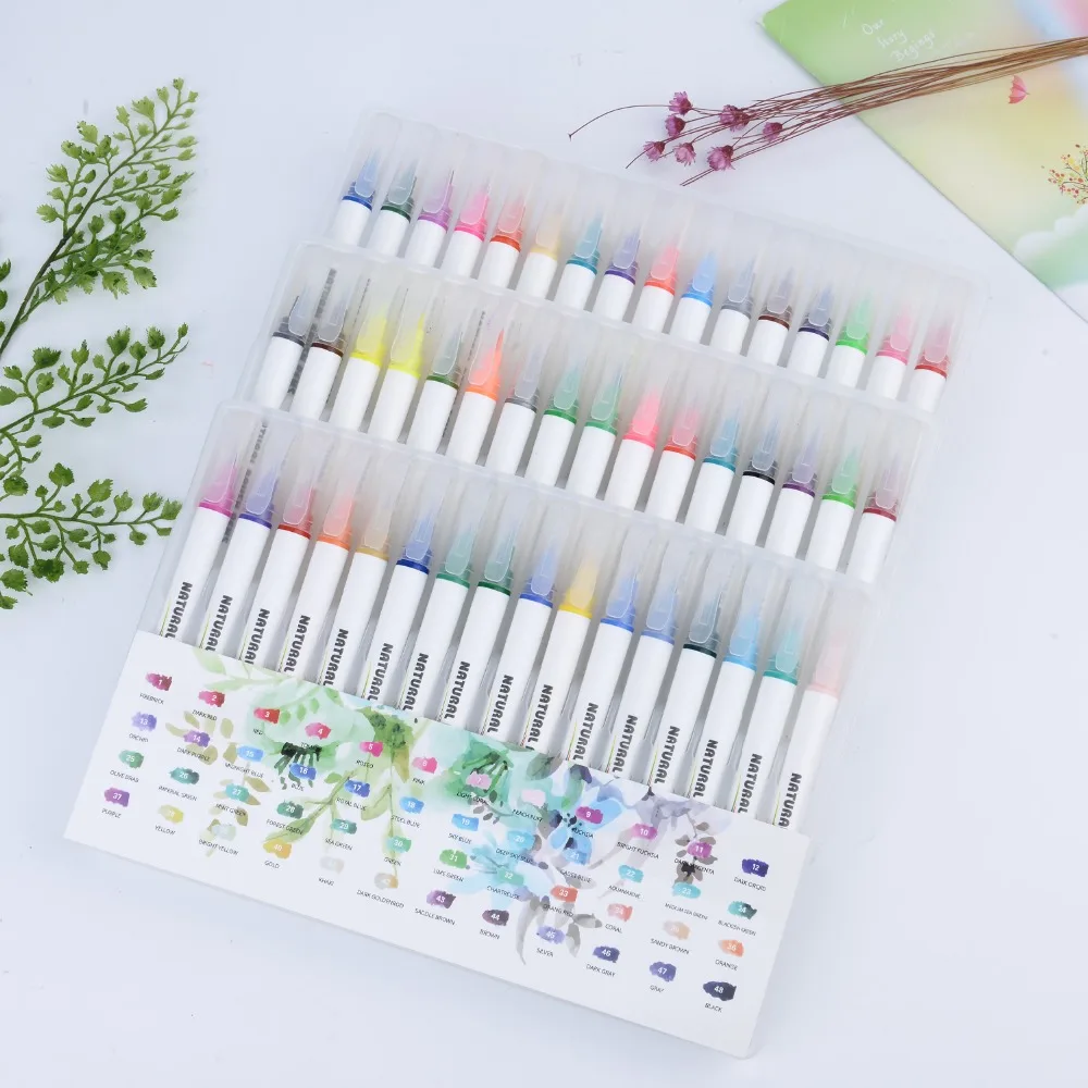 

12/24/36/48Color Art Marker Watercolor Brush Pens for School Supplies Stationery Drawing Coloring Books Manga Calligraphy Pen