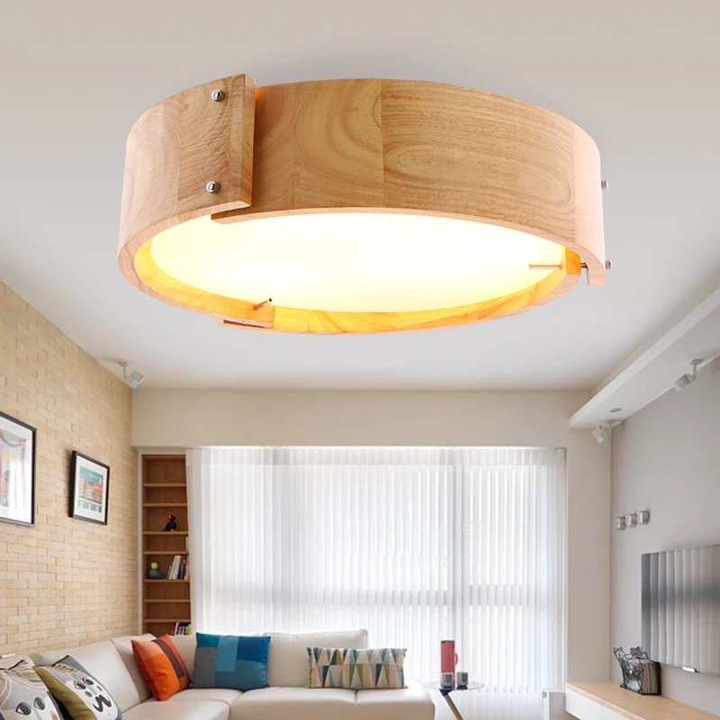 

Japanese style solid wood Pendant Light bar simple LED Nordic restaurant lamp creative personality round art wooden lamp ZA MZ49