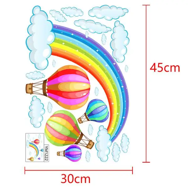 3D Красочные радужные мосты белые облака воздушный шар наклейки на стену для детей Детская комната мальчики девочки Декор стены виниловые наклейки на стены - Цвет: Colors