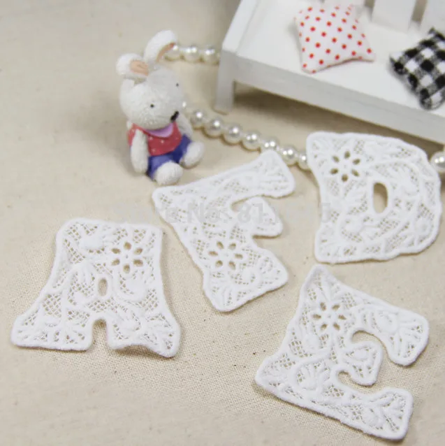

26 Letter Free Shiping Handmade DIY Sew-On 100% Cotton Embroidery Venice Lace Applique Vintage Letter A-Z Patch Retro