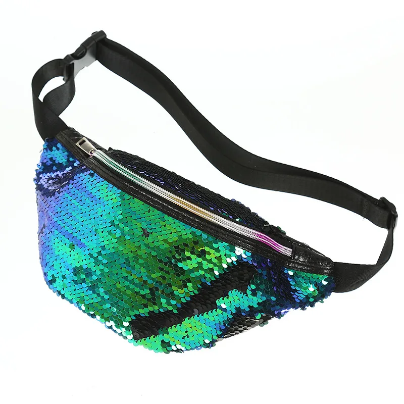 

Miyahouse New Fanny Pack Mermaid Sequins Ladies Waist Fashion Sports Using Shining Female Chest Pocket Women Fanny Packs