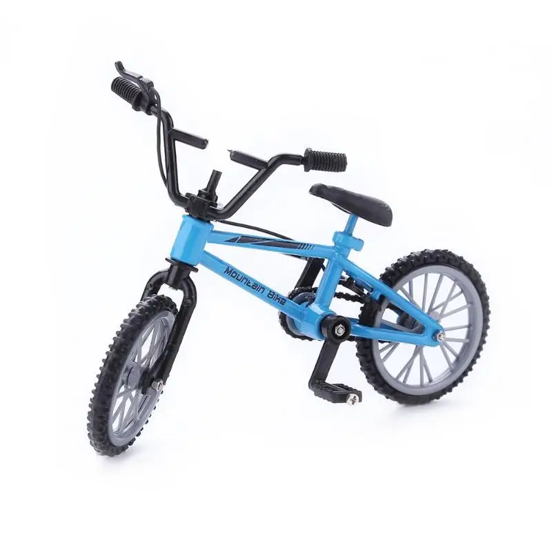 Mini-finger Bike Set Fans Toy Alloy Finger Functional Kids Bicycle Finger Bike Excellent Quality Toys Gift road bicycle - Color: Blue