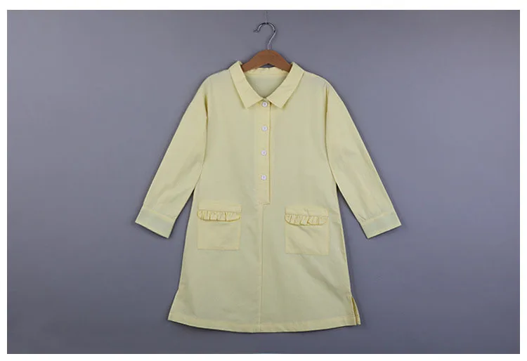 children school long shirts big girls dresses fall 2018 autumn cotton teen girls dress princess long sleeve tops yellow clothing (8)