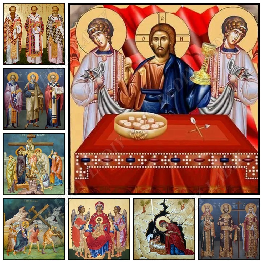 Квадратная/круглая Алмазная мозаика Бриллиантовая вышивка религиозная Icon