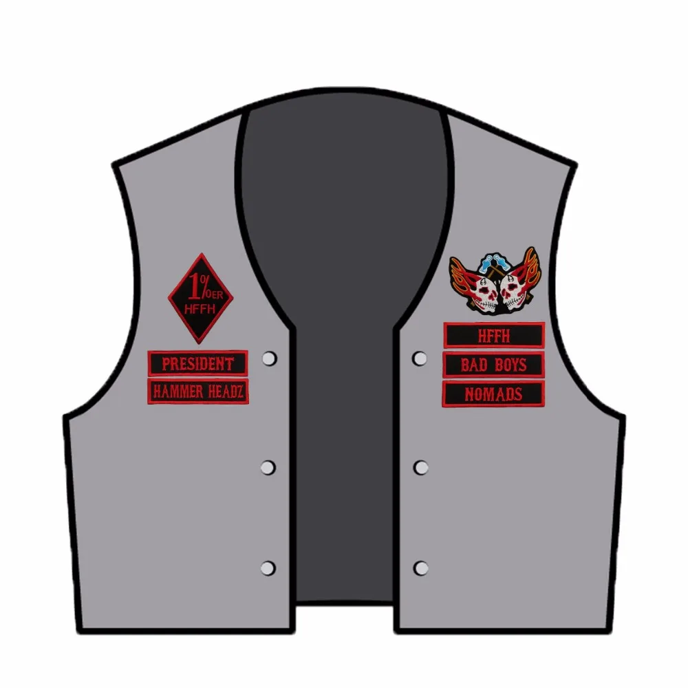 T170713 CUSTOM 10pcslot HAMMER HEADZ 1% HFFH EMBROIDERY IRON ON JACKET FULL BACK SIZE PATCH FREE SHIPPING (5)
