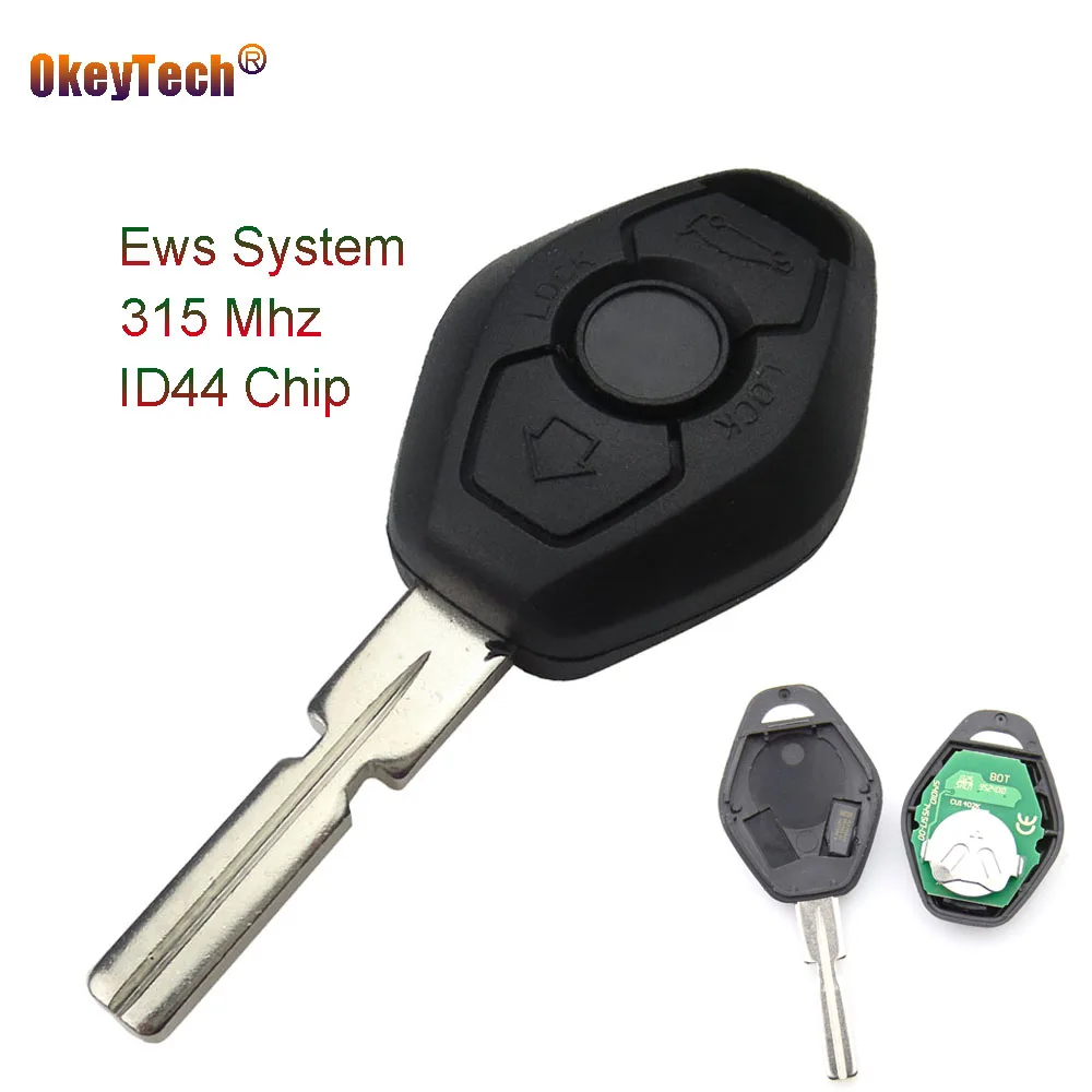 OkeyTech Remote Control Key Fob Case 3 Button 315MHZ ID44 Chip HU58