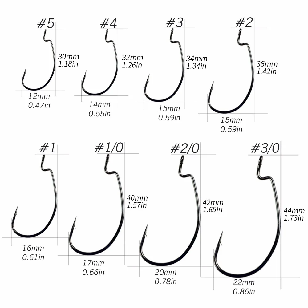 2 сумки(20 шт.) POHU#1#2#3#4#5 2/0 1/0 3/0 офсетные черви рыболовные крючки Dropshot Wacky Rig широкий зазор крюк снасти для ловли окуня
