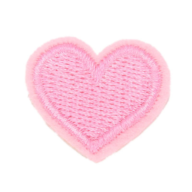 20pcs Little Pink Hearts Patch Embroidered Iron Fabric Sewing On