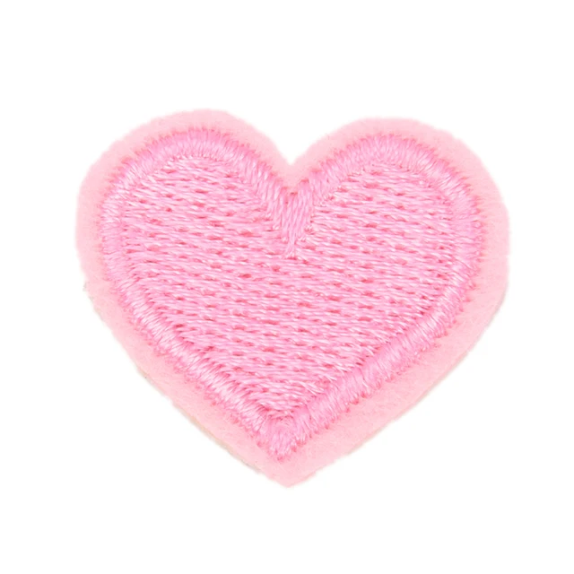 20pcs Little Pink Hearts Patch Embroidered Iron Fabric Sewing On