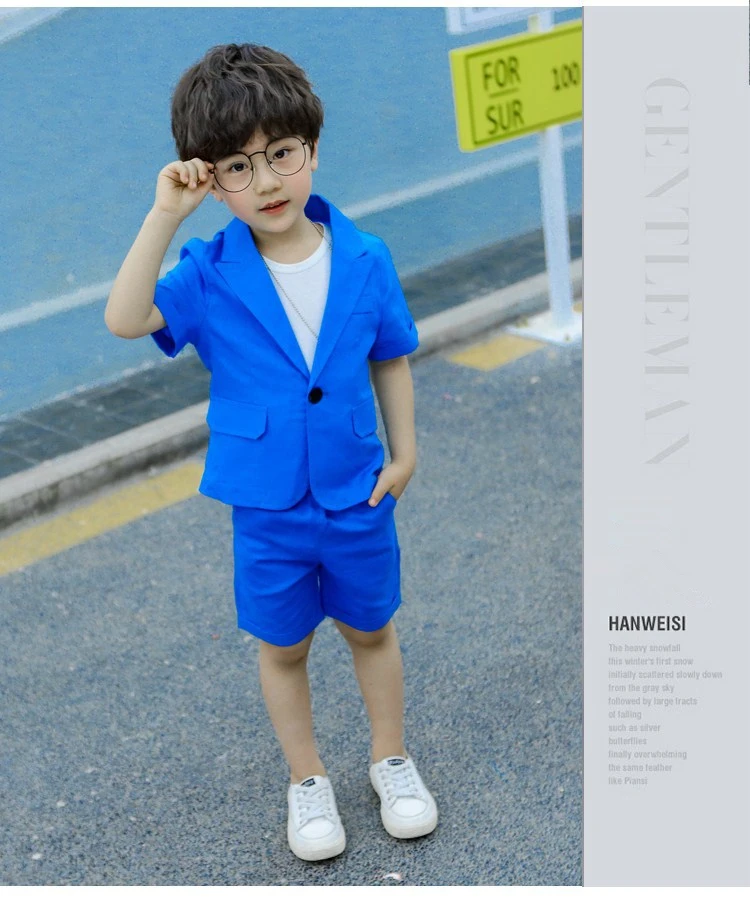 Summer Formal Kids Suit For Baby Boys Clothes Sets Gentleman Cotton Linen Teenage Casual Coat Vest Shorts 3pcs Children Clothing (4)