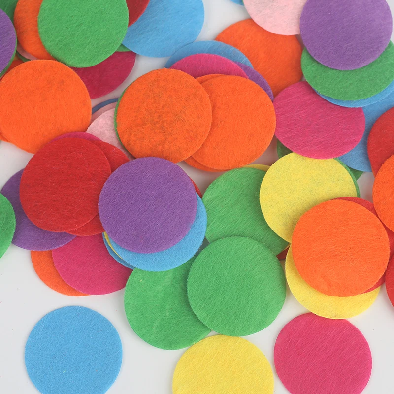 

100Pcs Size 15mm-30mm Random Mixed Color Round Felt fabric pads accessory patches circle felt pads, fabric flower Accessories