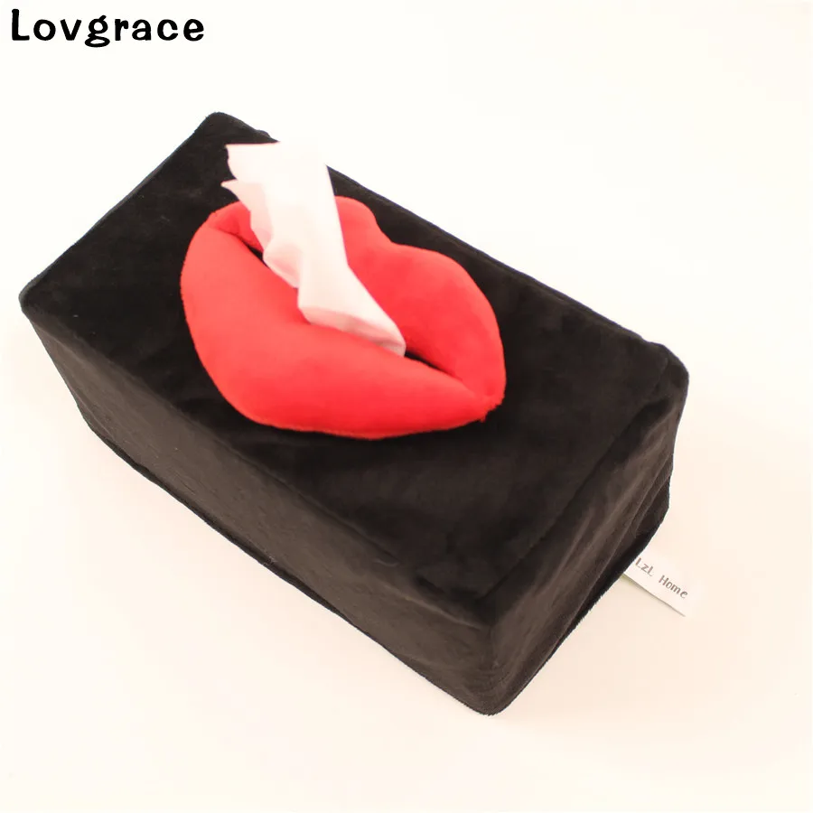 

Creative Lips Plush Tissue Box Car Room Toilet Napkin Box Paper Towel Holder Kleenex Box Paper Container Case Wedding Supplies