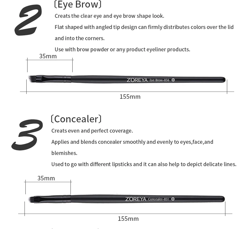 Бренд ZOREYA, 7 шт., кисти для макияжа глаз с мешочком, пудра, подводка для глаз, тени для бровей, консилер, кисть, как косметический инструмент для красоты