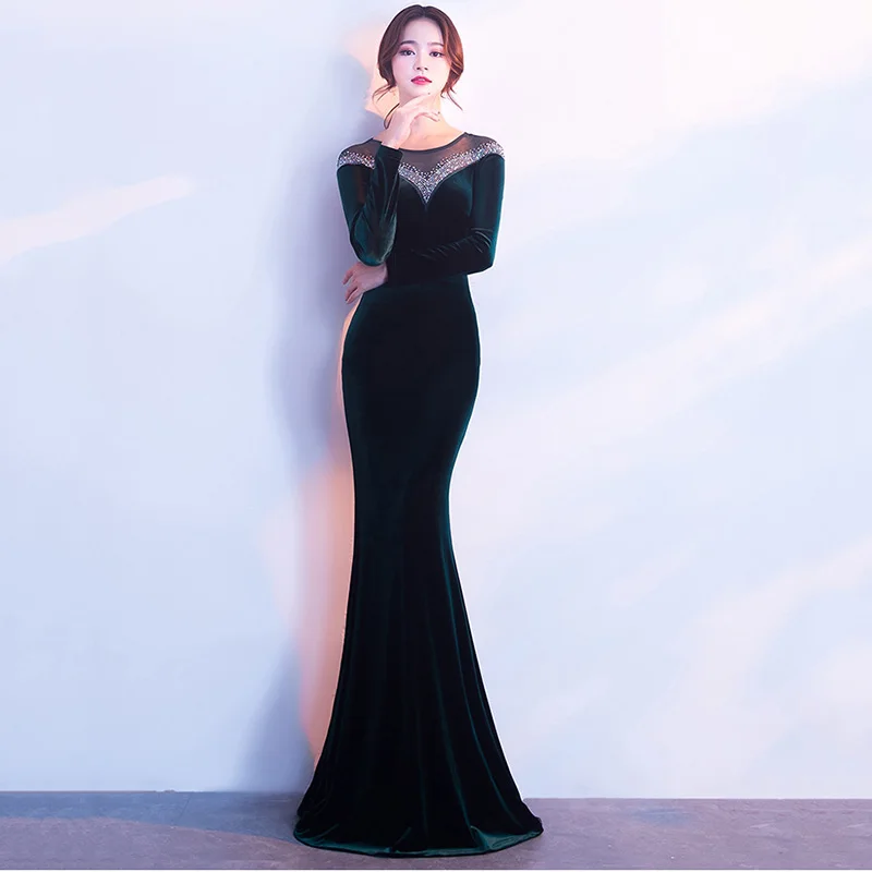 dark green velvet dress