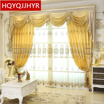 

Classic European luxury water soluble embroidery curtains for Living Room sheer curtains for kitchen window curtain bedroom