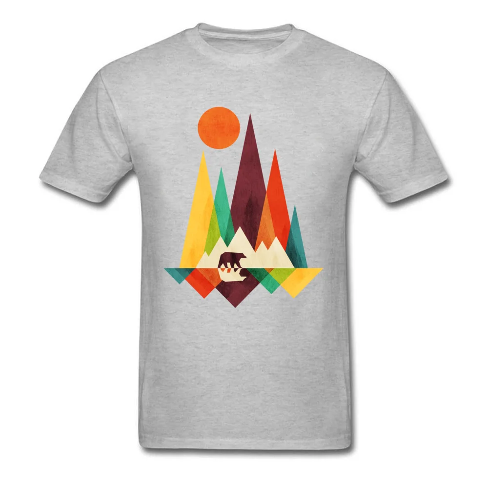 2018 Popular Young Tshirts Round Neck Short Sleeve 100% Cotton Mountain Bear Tops Tees Geek Top T-shirts Free Shipping Mountain Bear grey