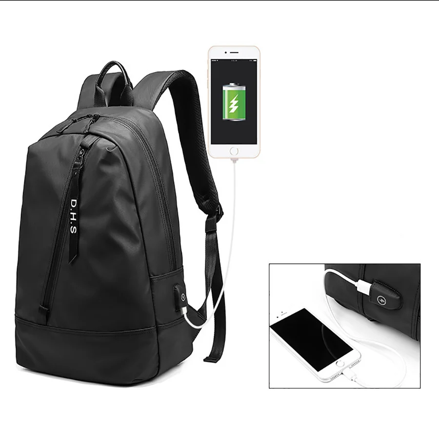 

Man Backpacks External USB Charge Laptop Backpacks School Travel Bags Computer Backpack Black Anti-theft Waterproof Bag For Men