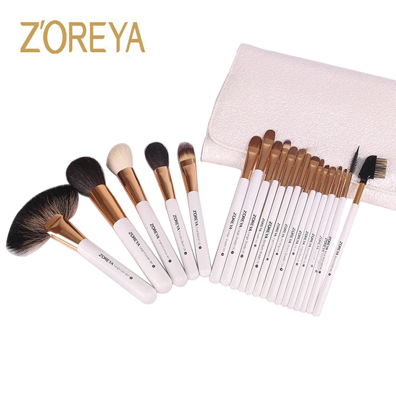 ZOREYA 20 pcs Animal Natural Hair Makeup Brush Set Professional Make up
