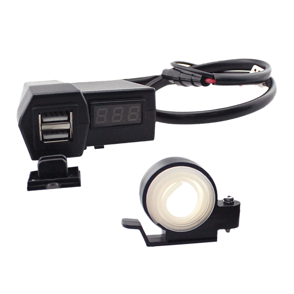 

Waterproof 3.1A Motorcycle Dual USB Phone Charger Voltage Volt Meter Motorcycle Snowmobiles ATV Quad Handlebar
