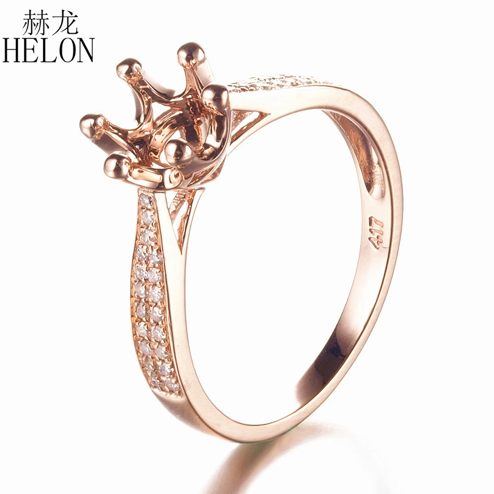 

HELON UNBELIEVABLE! 6.5MM ROUND CUT PAVE DIAMOND ENGAGEMENT SEMI MOUNT FINE JEWELRY RING SETTING SOLID 10K ROSE GOLD