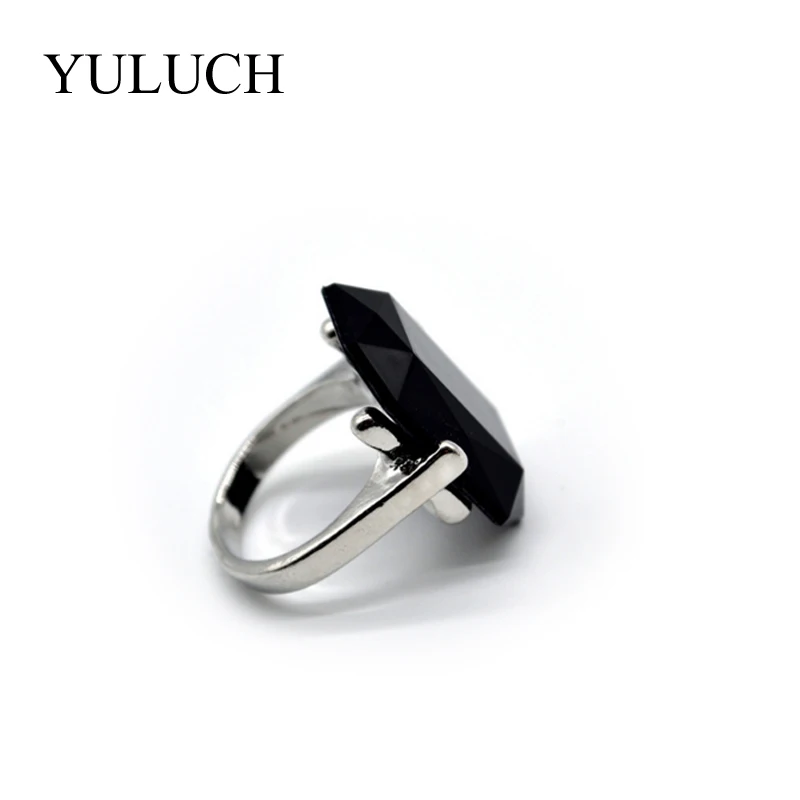 Модные кольца с большим черным квадратным камнем,, кольца с кристаллами для женщин или мужчин, новые ювелирные изделия, трендовые серебряные металлические свадебные кольца
