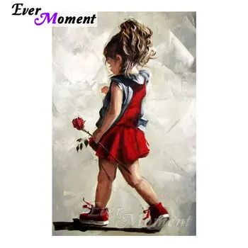 

Ever Moment DIY Diamond Embroidery Girl Rose Diamond Mosaic Full Square Drills Artwork Home Decoration Diamond Painting ASF1151