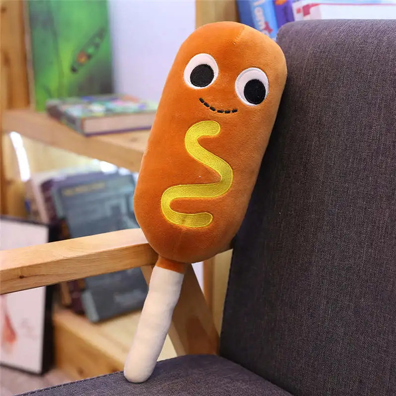 Stuffed plush fast food toy French fries Chips Sausage Pizza Cola drink hamburger creative food hot dog toys for children - Цвет: Sausage 40cm