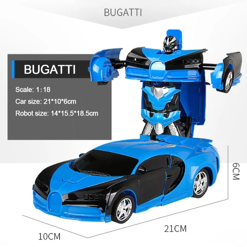 Трансформатор RC 2 в 1 RC автомобиль Вождение Трансформация Роботы модели автомобилей Дистанционное управление автомобиль RC Боевая игрушка подарок на год - Цвет: Blue Bugatti