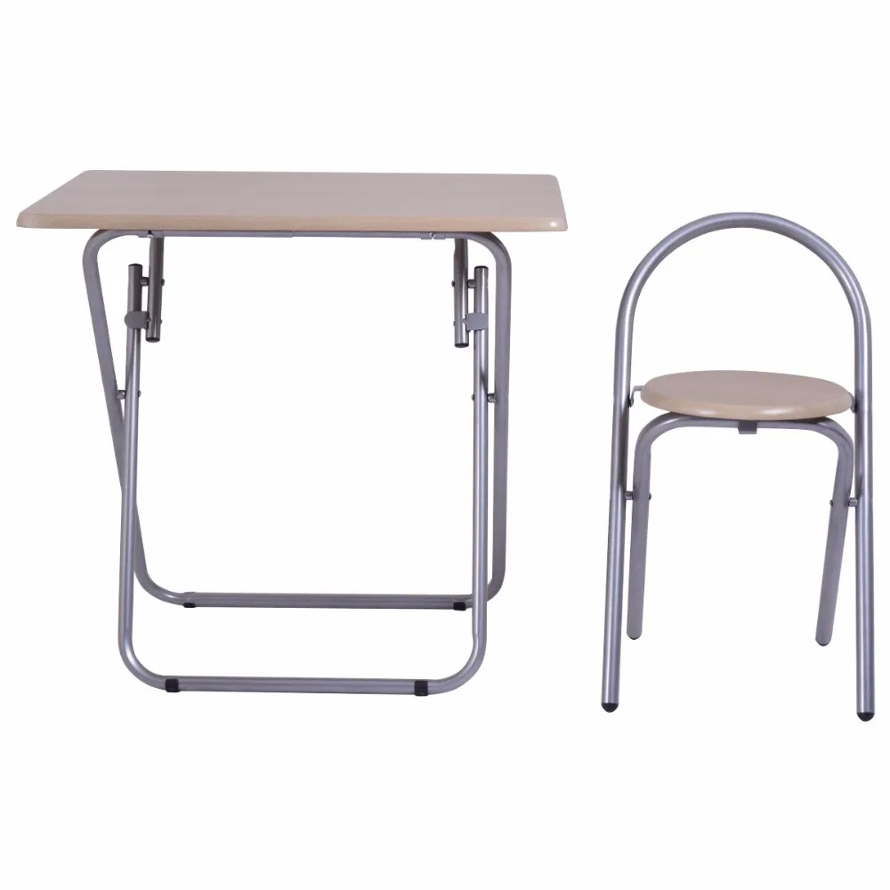 Goplus Folding Study Writing Desk Table + Chair Set Kids Student Learning Furniture Children Home School Table HW53820