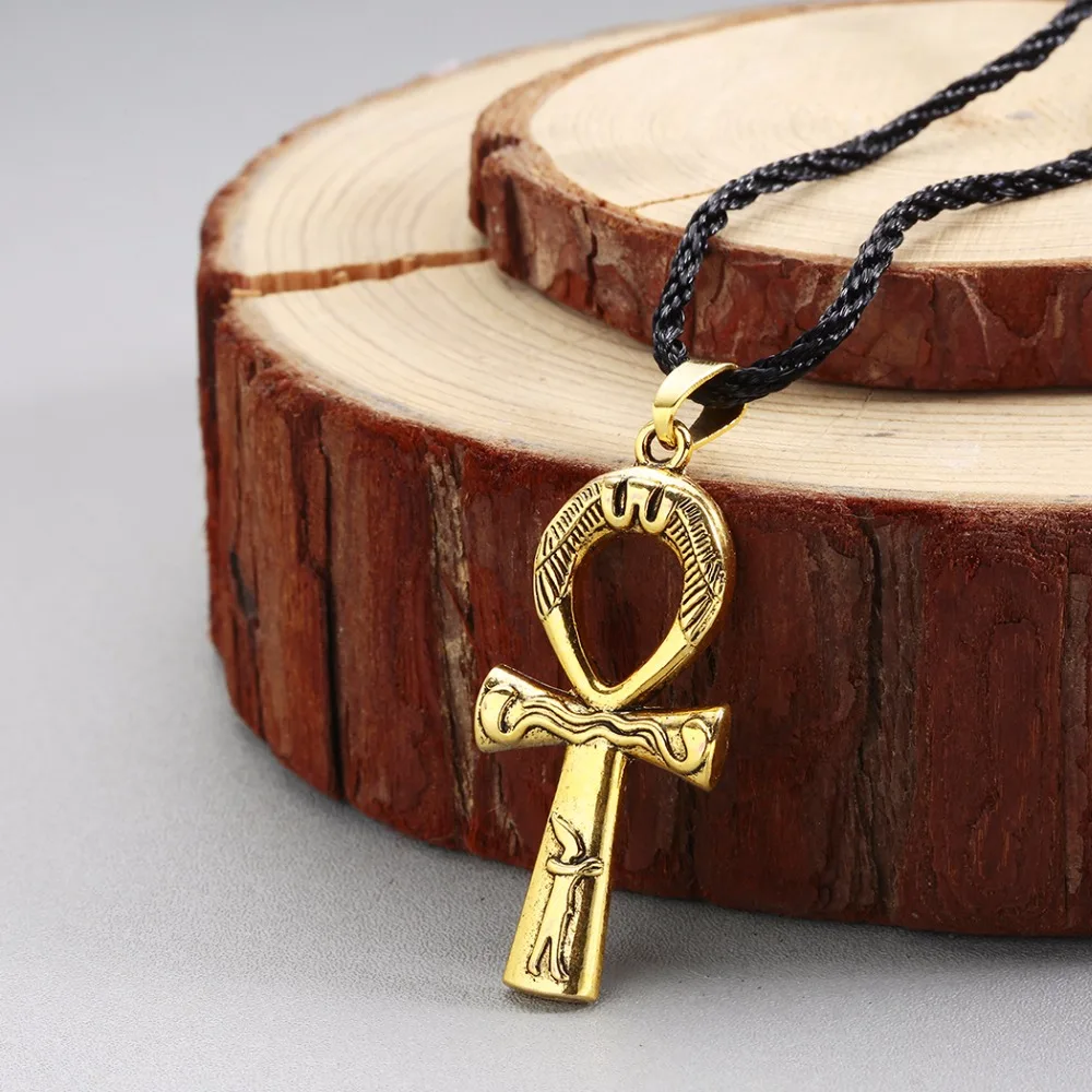 

QIMING Gold Ankh Cross Necklace Ancient Egypt Vintage Viking Jewelry Men Women Slavic Couple Necklace Women Party Gift Bijoux