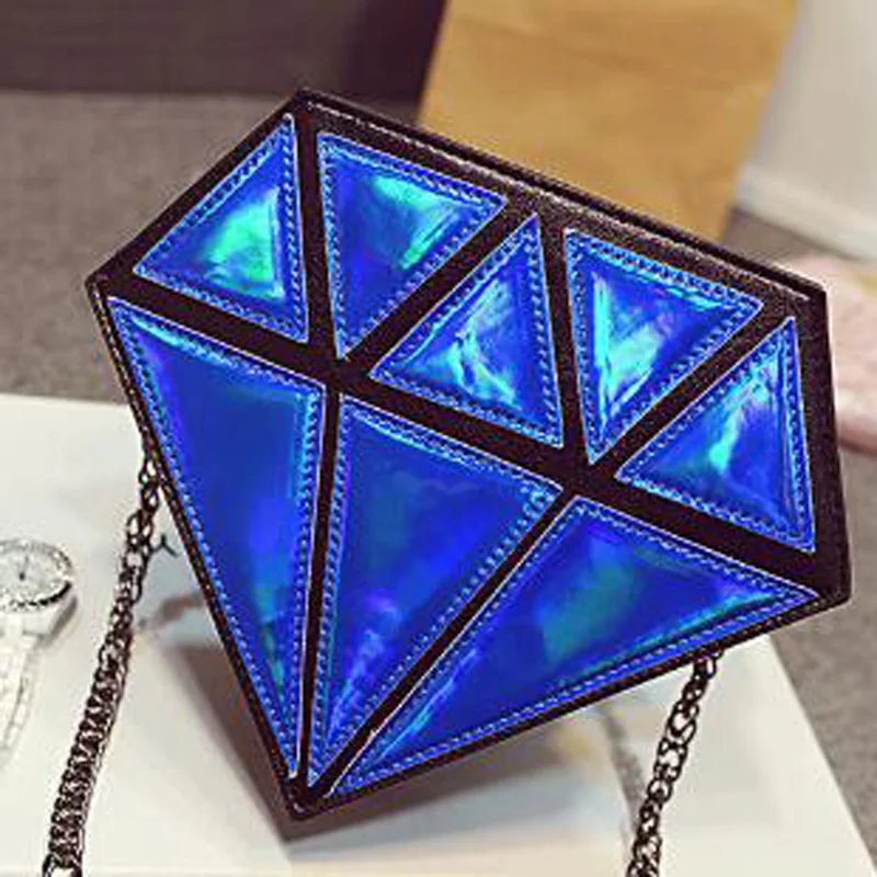 Goedkoop Nieuwe Merk 3D Kleine Schoudertas Diamant Vorm Vrouwelijke Vrouwen Ketting Zakken Messenger Crossbody Satchel Patchwork SS0069