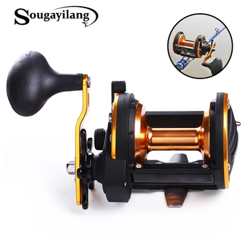 

Sougayilang Metal Round Jigging Reel 6:1 Ratio Saltwater Trolling Drum Reels Right Hand Fishing Sea Coil Baitcasting Reel