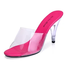 2016 Summer Style Fashion Super High Heels 12cm Size 11 Womens Shoes Online Transparent Platform Sandals Female Slippers