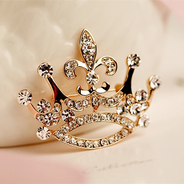 

Hot sale new 2016 cross crown rose gold rhinestone brooch pin women blazer accessories wholesale/broches corsages/pin up/bijoux