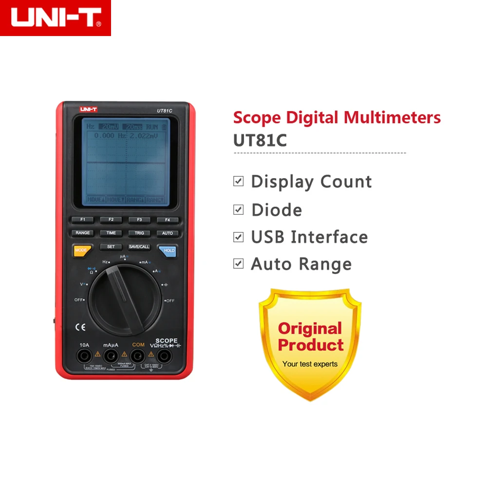 

UNI-T UT81C LCD Backlight 16MHz 80MS/s Real-Time Sample Rate USB Interface Scope DMM Digital Multimeters
