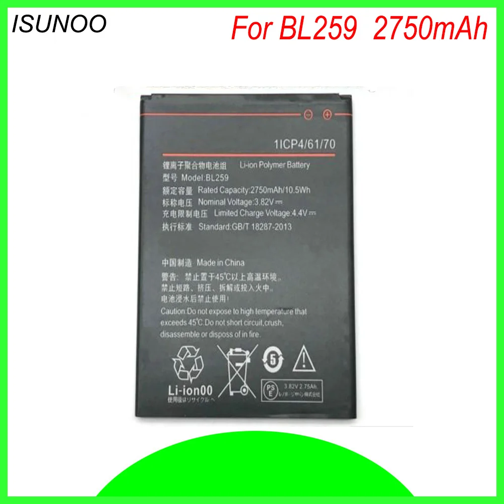 

ISUNOO 2750mAh BL259 Battery For Lenovo Lemon 3 3S K32C30 K32c36 Vibe K5 / K5 Plus / A6020a40 A6020 a40 A 6020a40 Batteries