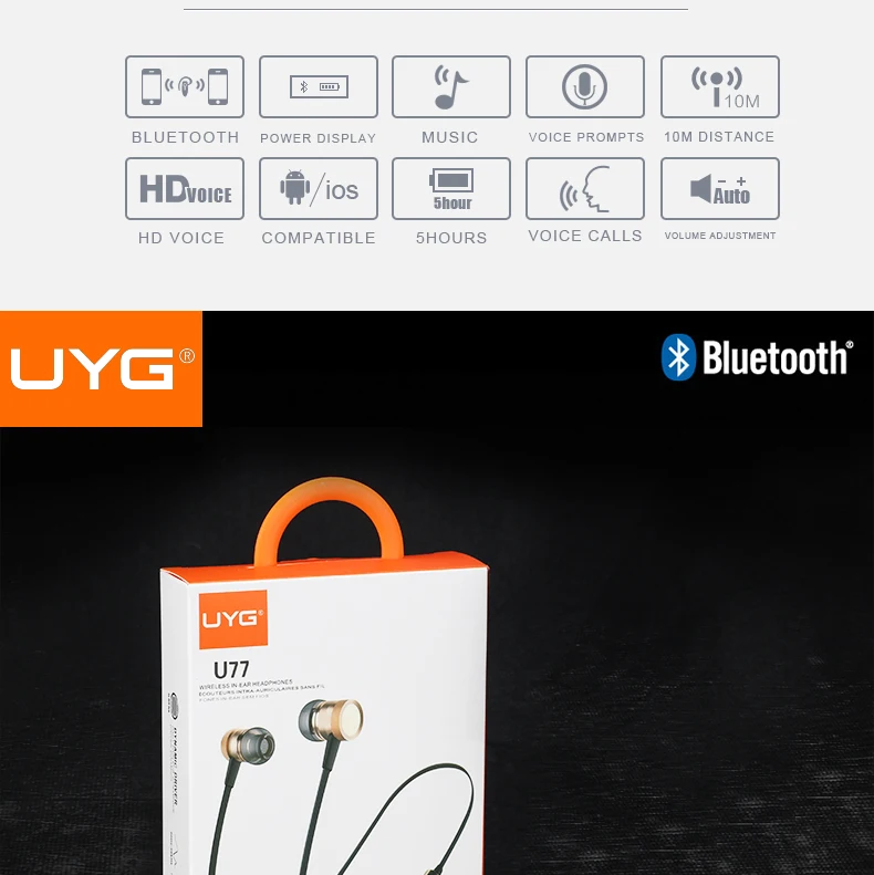 UYG наушники с громкой связью, Bluetooth, беспроводные наушники, Bluetooth спортивные наушники, музыкальные наушники, магнитная гарнитура