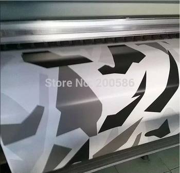 

White Black Grey Snow Camo Vinyl Car Wrap Styling With Air Rlease Glossy Matte Arctic Camouflage Pixel Car Sticker 1.52x30m/Roll