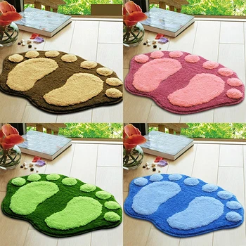 

Home Bathroom Bedroom Cute Footprint Door Anti-Skid Floor Mat Rug