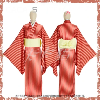

Anime! Kamisama Kiss Momozono Nanami Stripe Kimono Bathrobe Uniform Cosplay Costume Japanese Style Dress Free Shipping