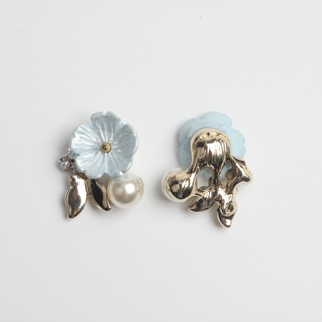 10pcs Gold Plated Flower Buttons Flatback Pearl Embellishment for Handmade Flower Wedding Decoration DIY Headbands Hair Bows