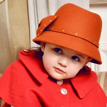 Британская шляпка в Корейском стиле Красивая осенне-зимняя шерстяная шапка теплые детские шапки для девочек D814